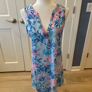 Lilly Pulitzer Blue and Pink Floral sleeveless Dress size Medium